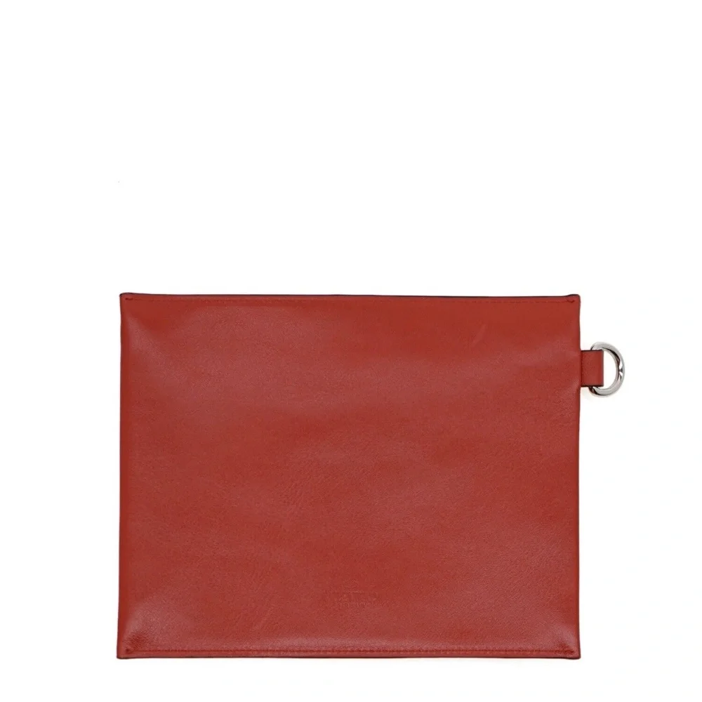 Valentino V-RING Wallet & Pouch On Strap Red Leather New